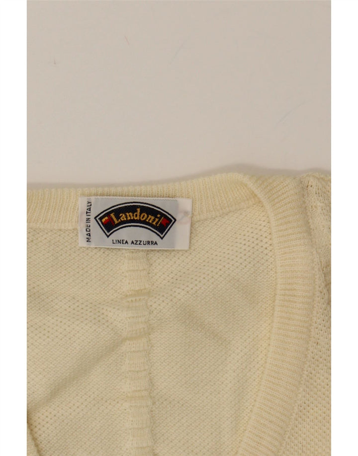 VINTAGE Mens V-Neck Jumper Sweater Large Off White Vintage Vintage and Second-Hand Vintage from Messina Hembry 