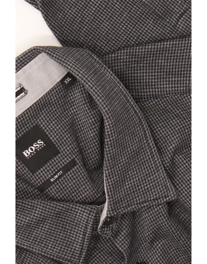 Hugo Boss muška uska košulja 2XL crna ptička zuba
