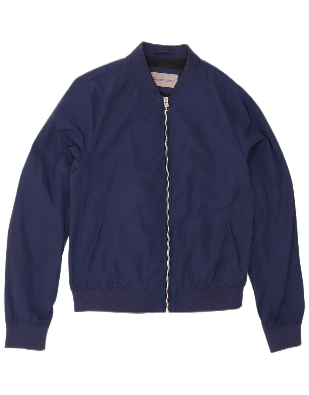 CALVIN KLEIN JEANS Mens Bomber Jacket UK 6 XS Navy Blue Polyester