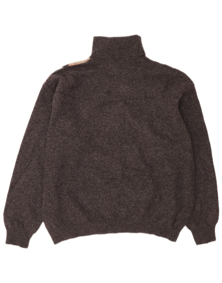 Benetton muški pulover s rol izrezom IT 52 Large Grey Argyle/Diamond Wool