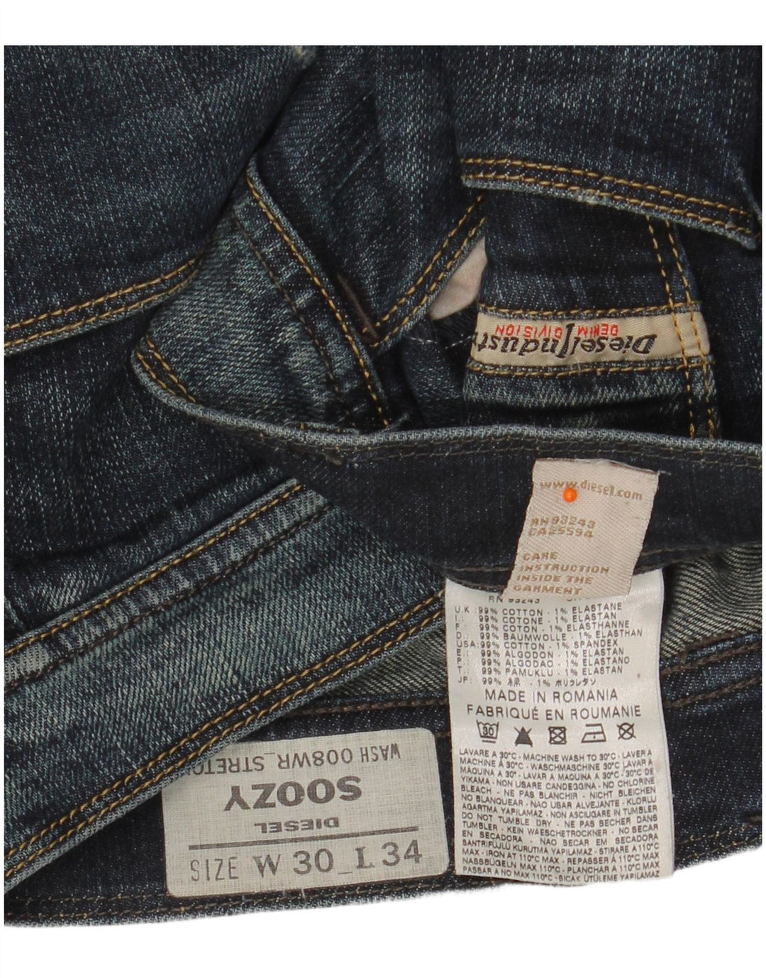 DIESEL Ženske ravne traperice Soozy W30 L34 plavi pamuk