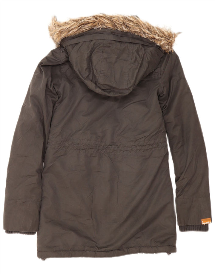 Superdry ženska šerpa parka jakna s kapuljačom UK 2 2XS sivi poliester