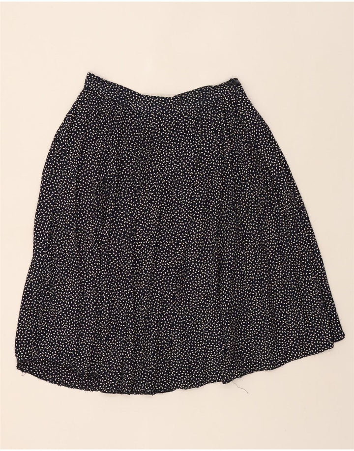 VINTAGE Womens Abstract Pattern A-Line Skirt IT 42 Medium W28 Navy Blue Vintage Vintage and Second-Hand Vintage from Messina Hembry 