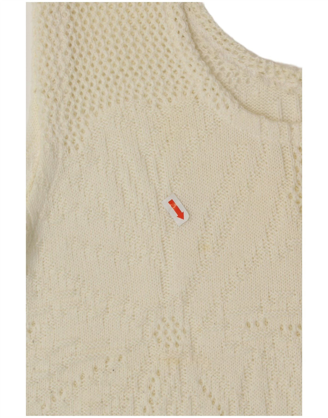 Vintage ženski kratki prsluk, majica bez rukava UK 16 Large Off White Floral