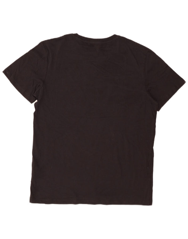 Jack & Jones Mens Graphic T-Shirt Top XL Black Cotton
