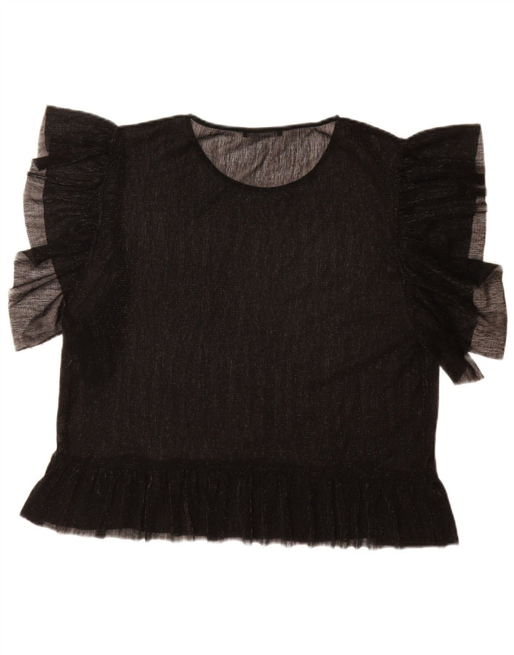 Zara ženski gornji dio bluze UK 16 Large Black Flected