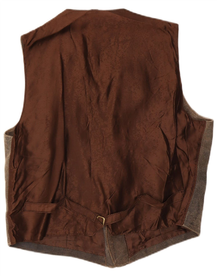 Vintage muški kožni prsluk IT 58 2XL smeđa koža