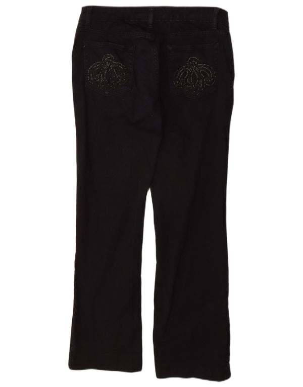 Zara Womens Straight Casual Trousers EU 44 XL W34 L29 Navy Blue Cotton
