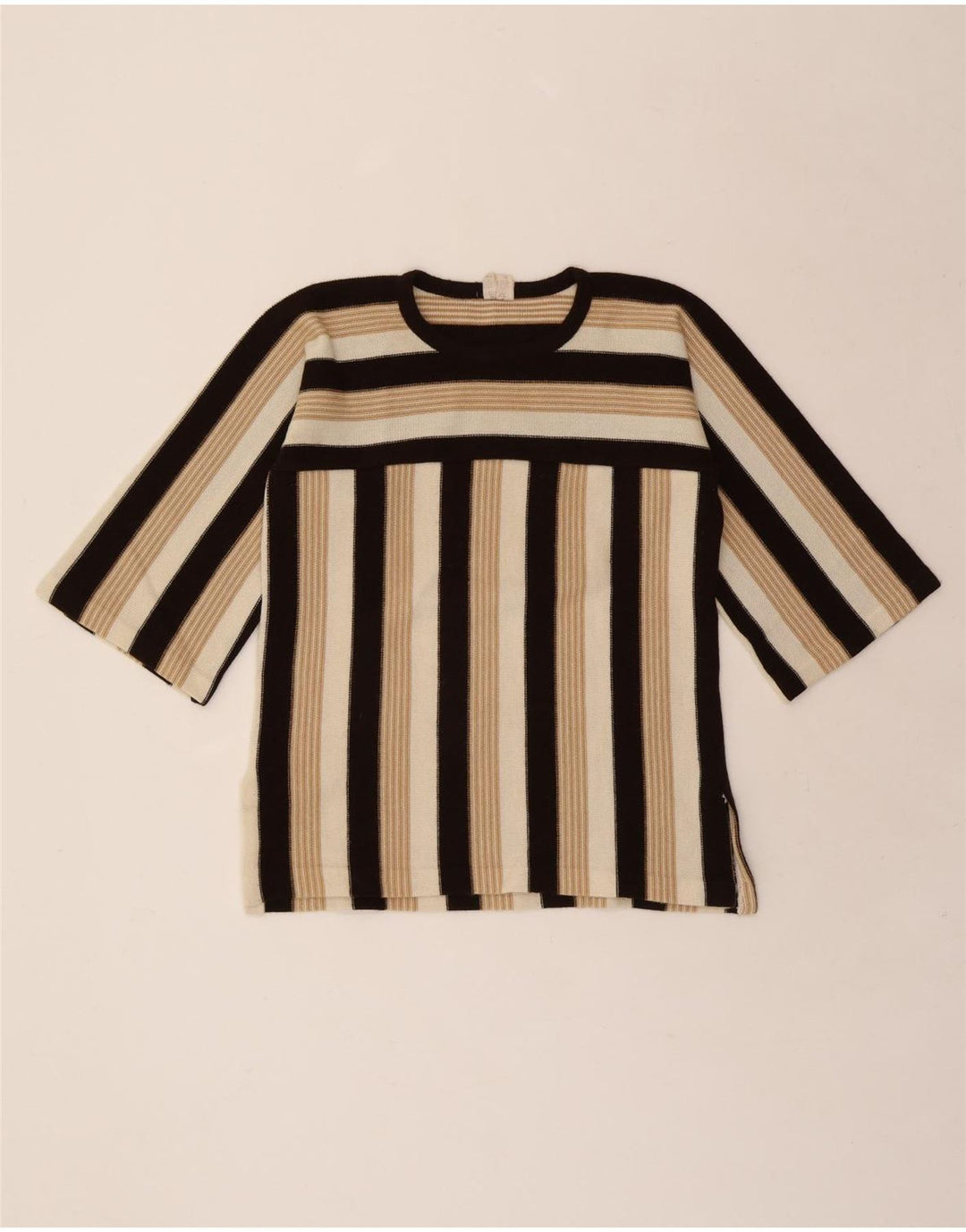 CANDA Womens Knit 3/4 Sleeve Blouse Top IT 44 Medium Beige Striped Acrylic Vintage Canda and Second-Hand Canda from Messina Hembry 