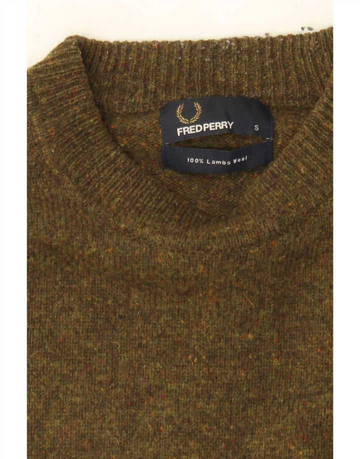 Fred Perry muški džemper s okruglim izrezom Mali kaki flekasti janjeći džemper