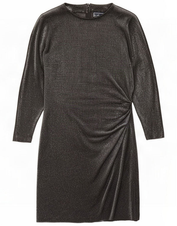 Vintage Womens Long Sleeve Sheath Dress UK 14 Medium Silver
