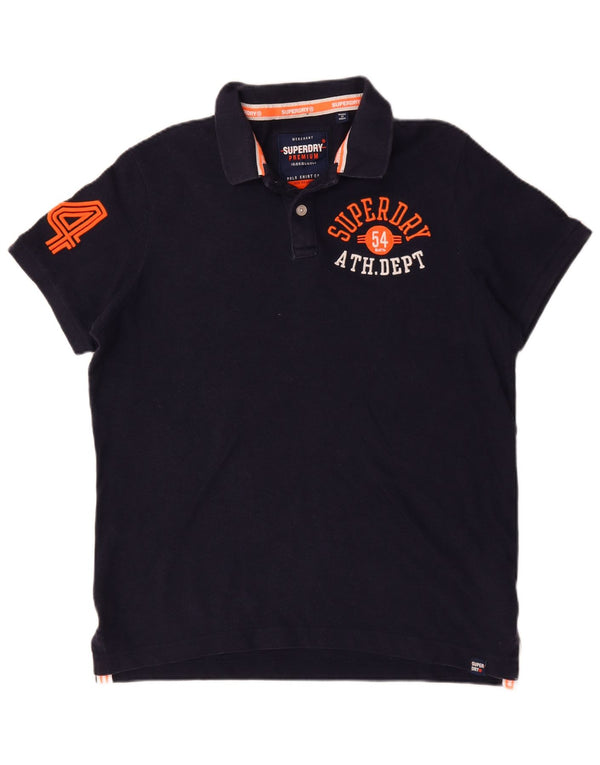 Superdry muška polo majica s grafičkim motivima 2XL tamnoplavi pamuk