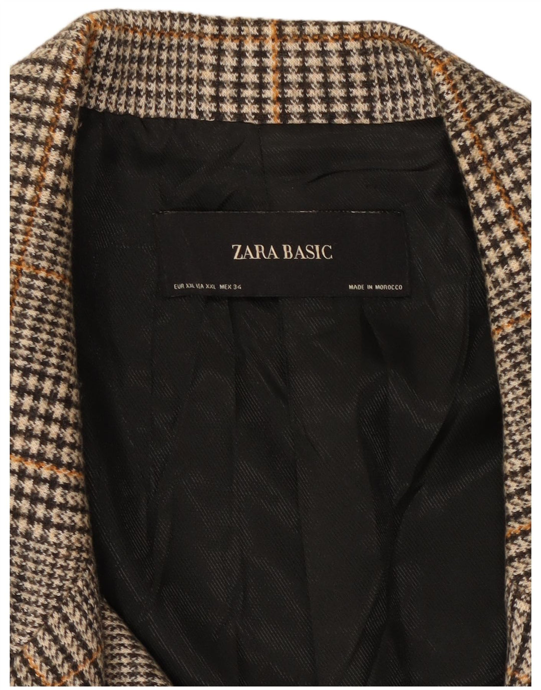 ZARA ženski kaput s dvostrukim kopčanjem UK 20 2XL sivi poliester s ptičijim zubima