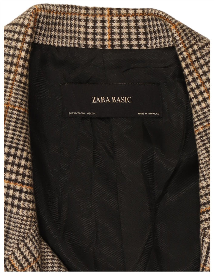 ZARA ženski kaput s dvostrukim kopčanjem UK 20 2XL sivi poliester s ptičijim zubima