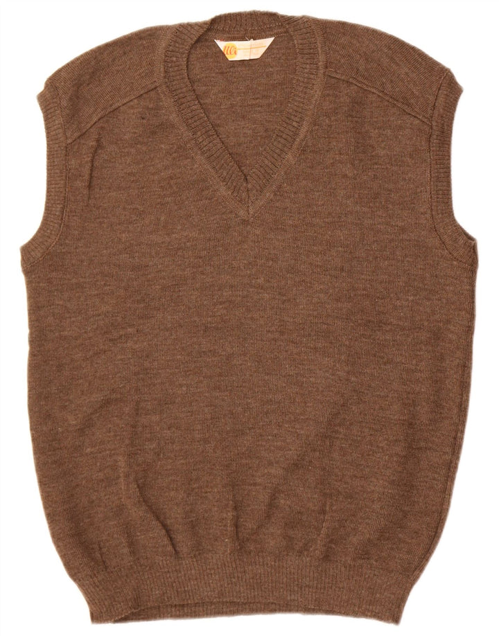 Strickmoden muški prsluk bez rukava EU 54 XL smeđa vuna