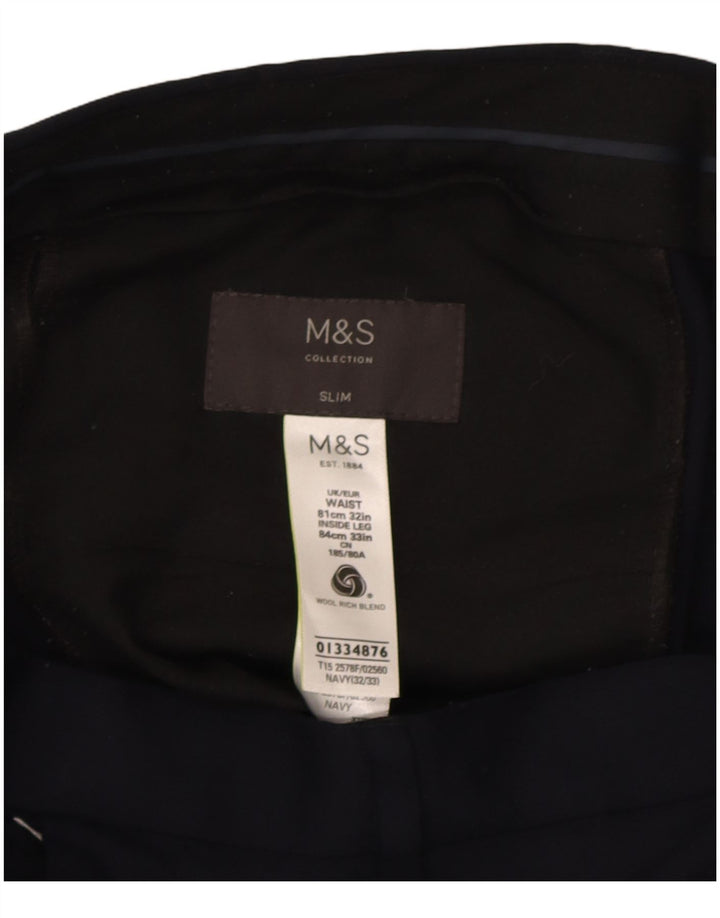 Marks & Spencer muške uske hlače W32 L33 Mornarsko plava vuna