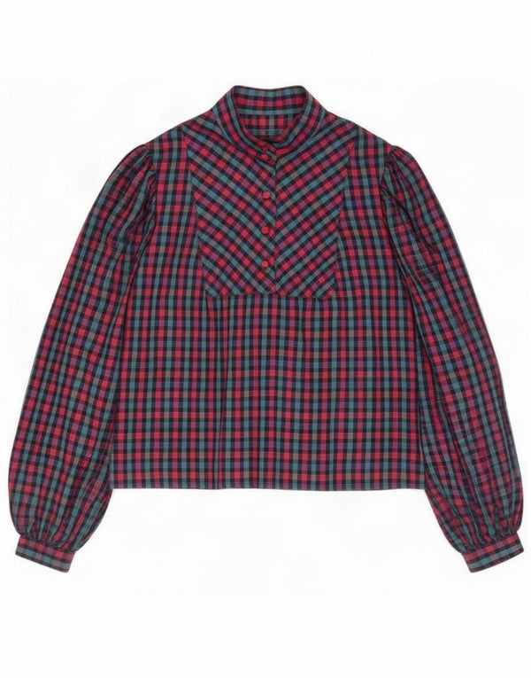 Vintage Womens Long Sleeve Blouse Top UK 14 Medium Multicoloured Check