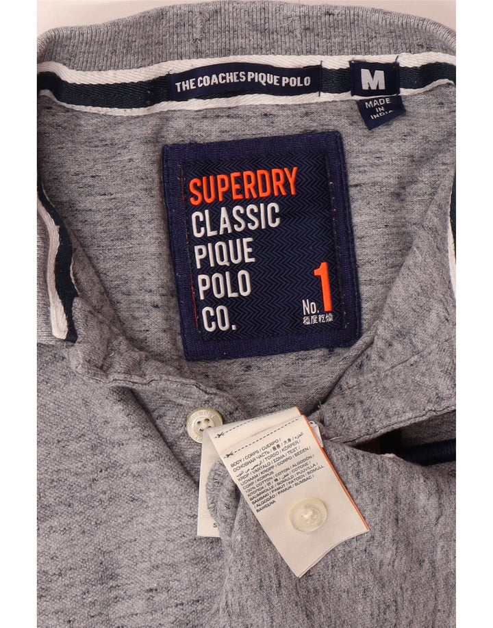 SUPERDRY Mens Polo Shirt Medium Grey Flecked Cotton