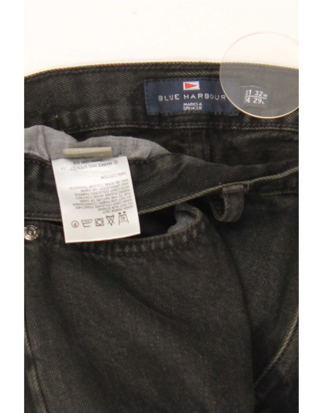 Marks & Spencer muške ravne traperice Blue Harbor W32 L29 crni pamuk