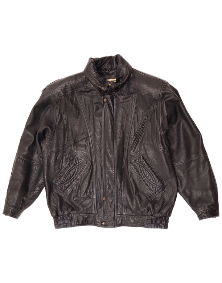 Vintage muška kožna jakna EU 52 XL tamnoplava koža