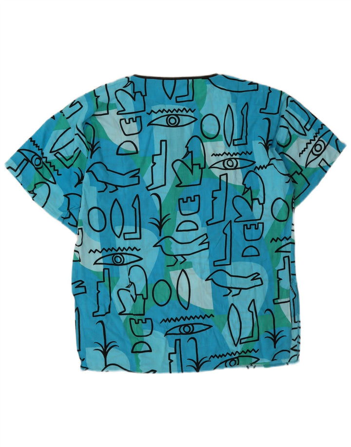 Vintage gornji dio ženske bluze EU 44 XL plavi geometrijski