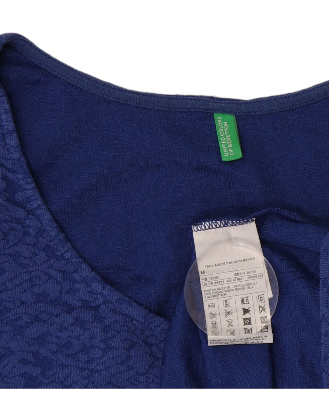 BENETTON gornji dio ženske bluze UK 12 Srednje plavi Paisley pamuk
