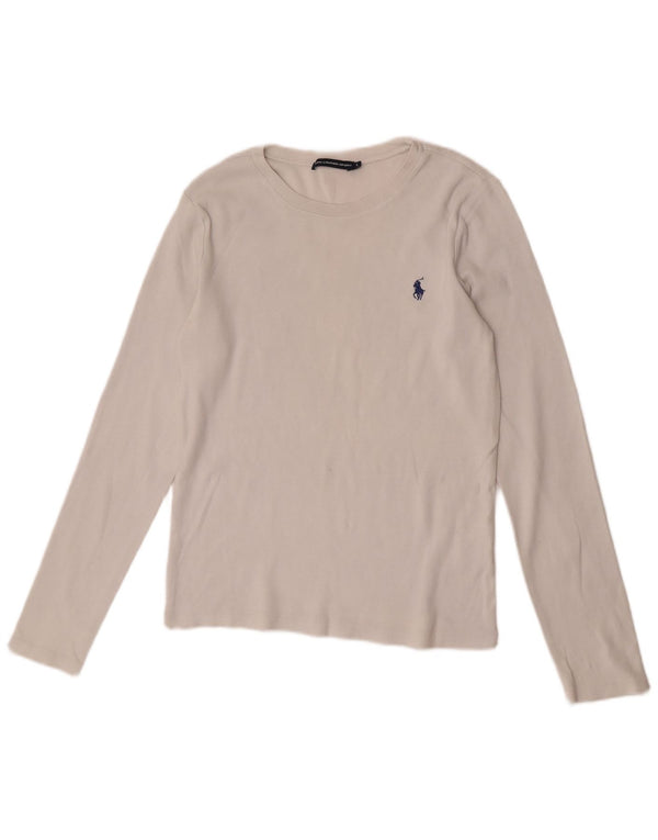 Ralph Lauren Womens Top Long Sleeve UK 14 Large White Cotton