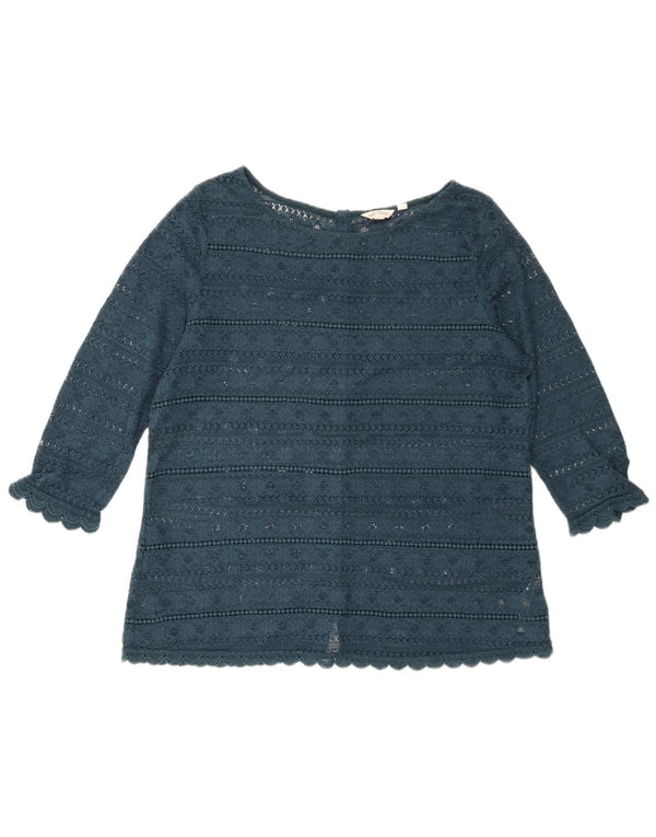 FAT FACE Ženska čipkasta majica s 3/4 rukavima UK 14 Veliki zeleni cvjetni pamuk