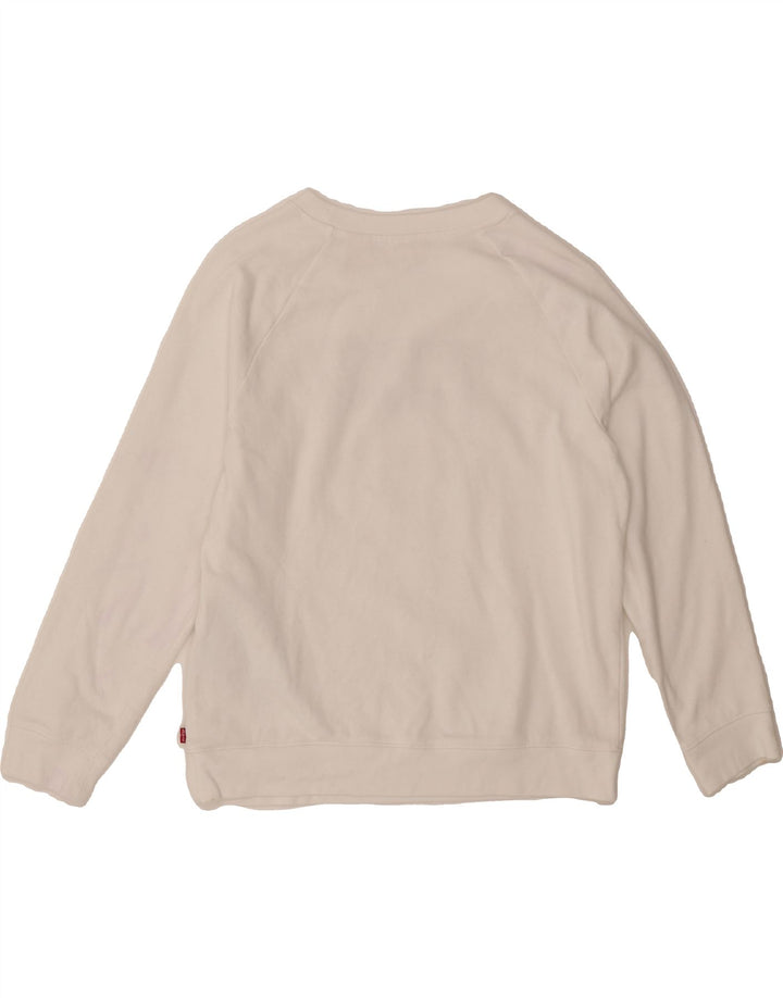 LEVI'S Womens Graphic Sweatshirt Jumper UK 10 Small White Cotton Vintage Levi's and Second-Hand Levi's from Messina Hembry 