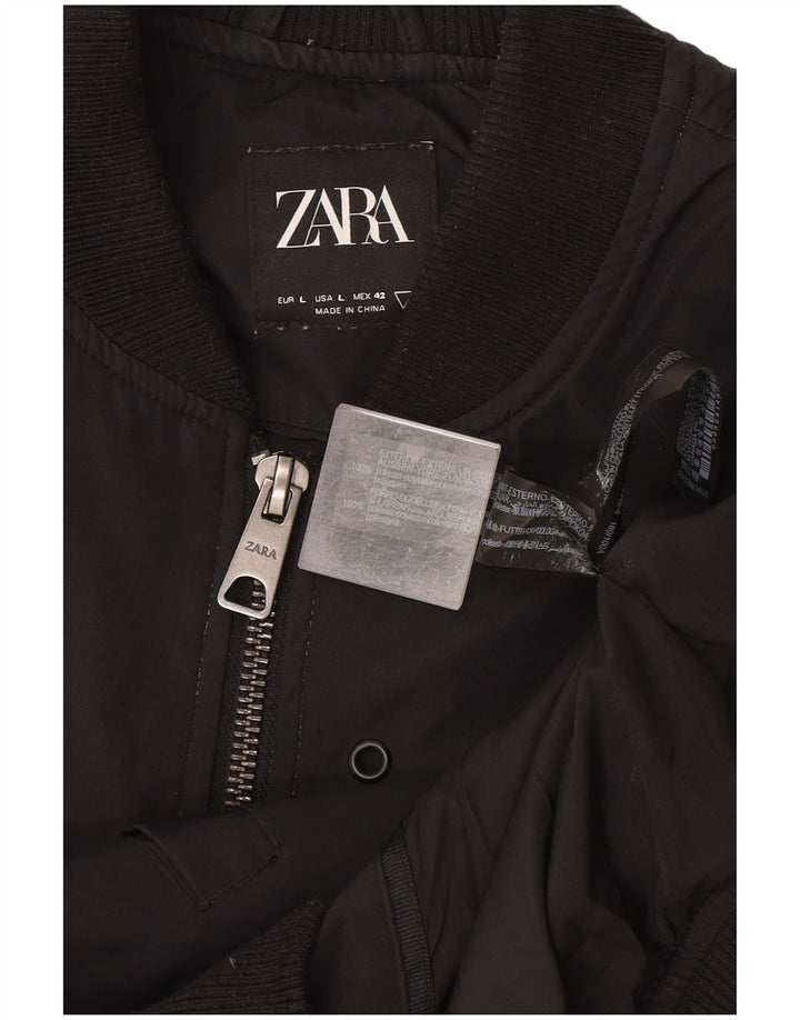 Zara muška bomber jakna UK 40 veliki crni poliester