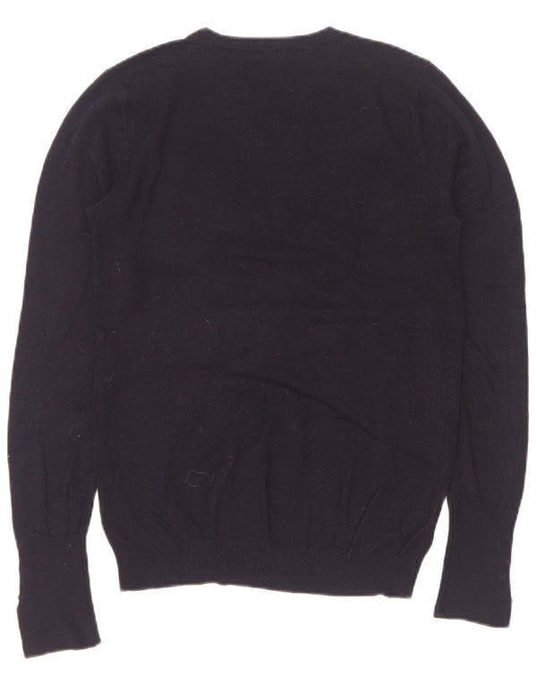 Zara Womens Crew Neck Jumper Sweater UK 12 Medium Navy Blue Viscose