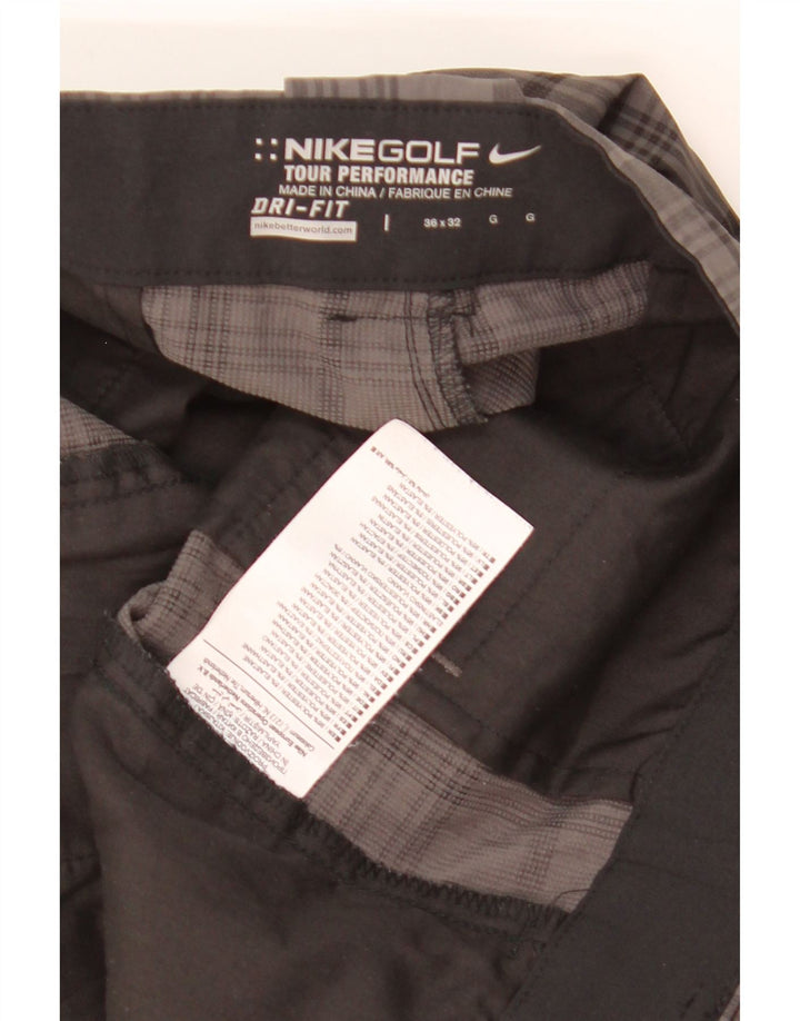 NIKE muške Dri Fit Ravne Chino hlače W36 L32 sivi karirani poliester