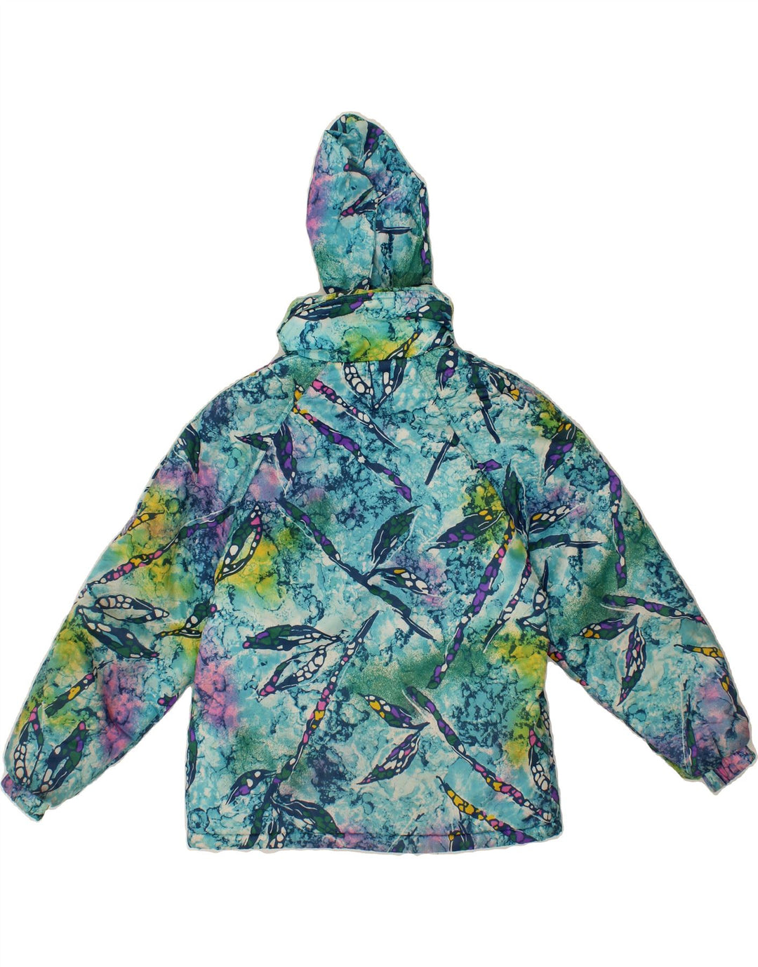 VINTAGE Boys Abstract Pattern Hooded Windbreaker Jacket 15-16 Years Blue Vintage Vintage and Second-Hand Vintage from Messina Hembry 