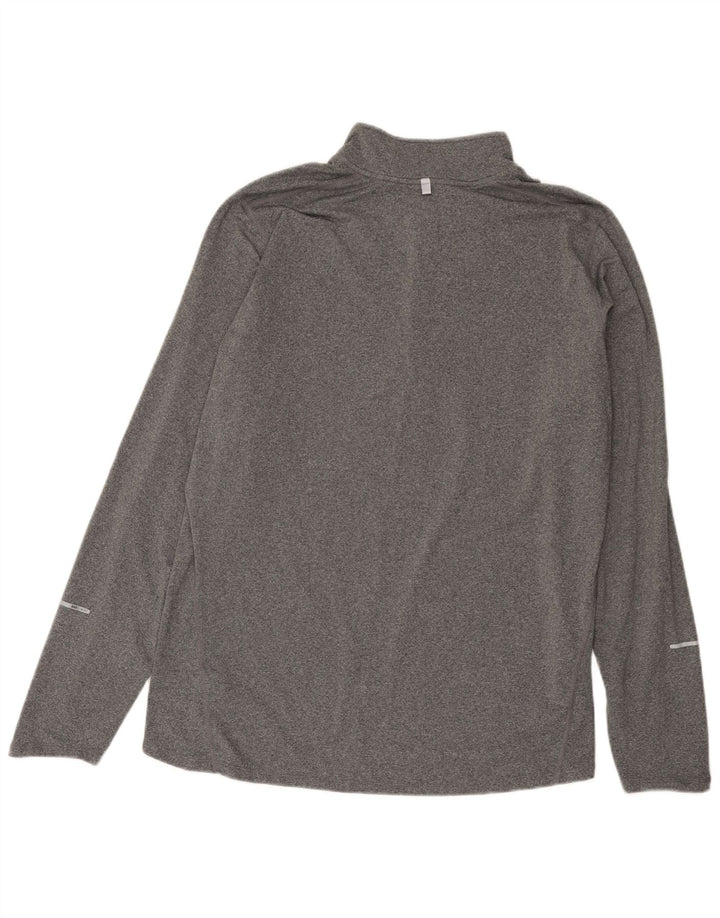 Nike Dri Fit majica s dugim rukavima i izrezom s patentnim zatvaračem XL sivi flekasti poliester