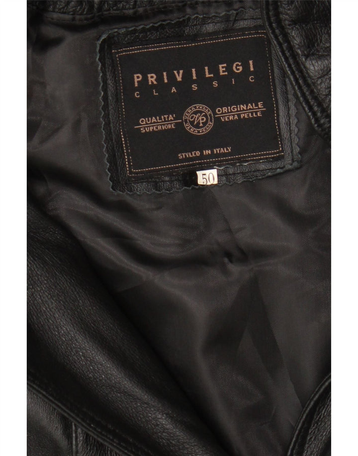 Privilegi ženski preveliki kožni kaput IT 50 XL s kapuljačom, crna koža
