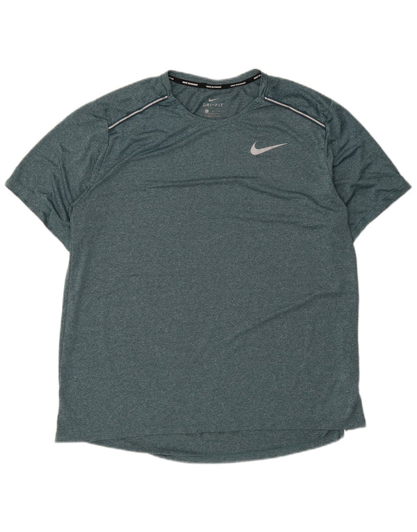 Nike Mens Running T-Shirt Top XL Green Flecked Polyester Sports