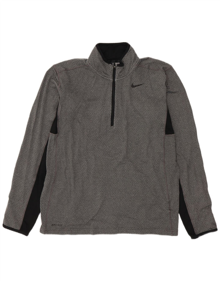 NIKE Muška pulover trenirka Dri Fit s patentnim izrezom Gornji dio srednje sive boje