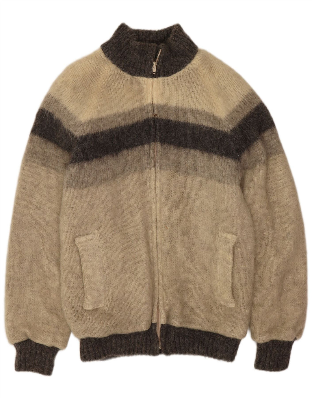 Alafoss Icewool muška pletena bomber jakna UK 40 Large Grey Colourblock Winter