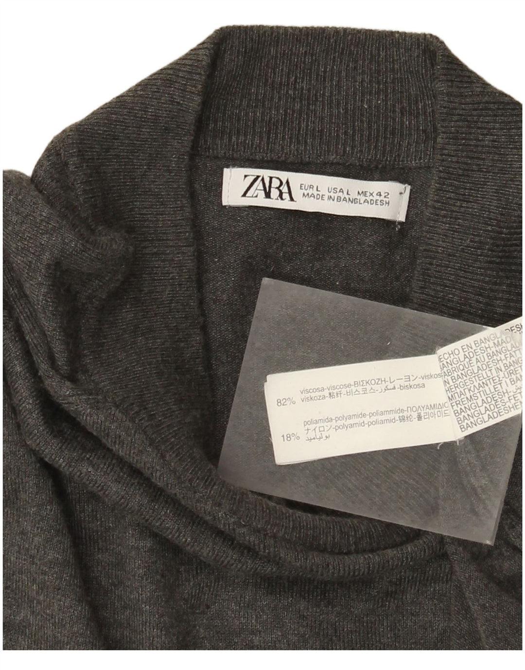 Zara muški džemper s kornjačičastim ovratnikom Veliki sivi viskozni pulover