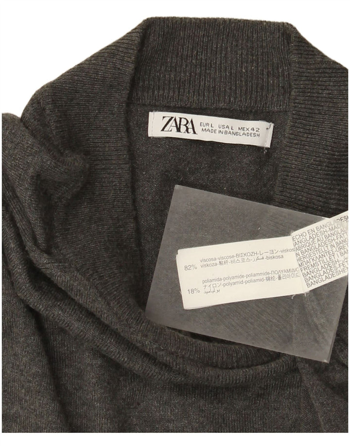 Zara muški džemper s kornjačičastim ovratnikom Veliki sivi viskozni pulover
