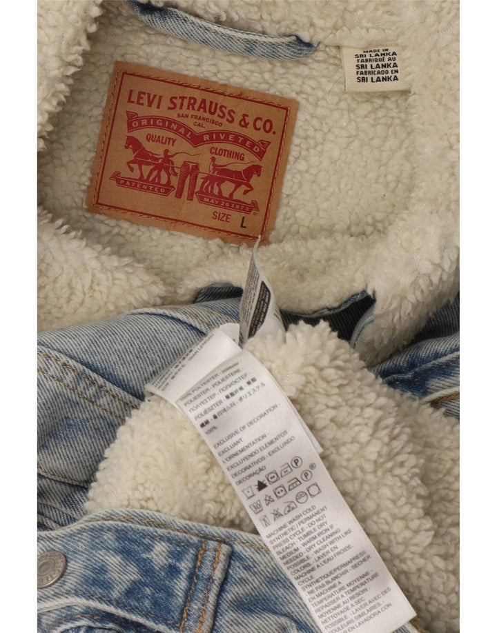 Levi's ženska traper šerpa jakna UK 16 veliki plavi poliester