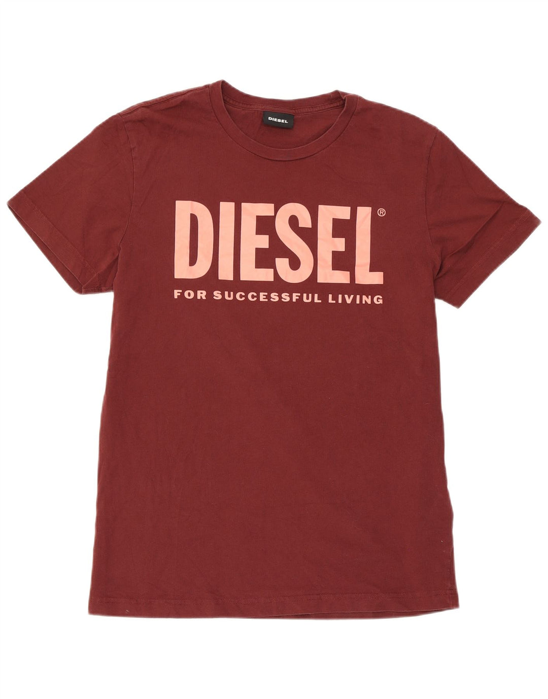 Diesel Muška majica kratkih rukava s grafičkim motivima, srednji tamnocrveni pamuk