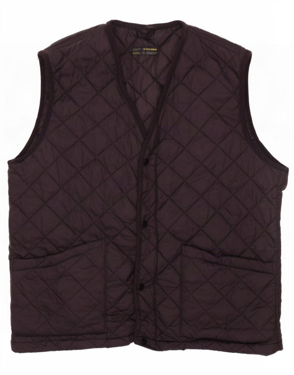 Crown Mens Quilted Gilet UK 42 XL Black Polyamide