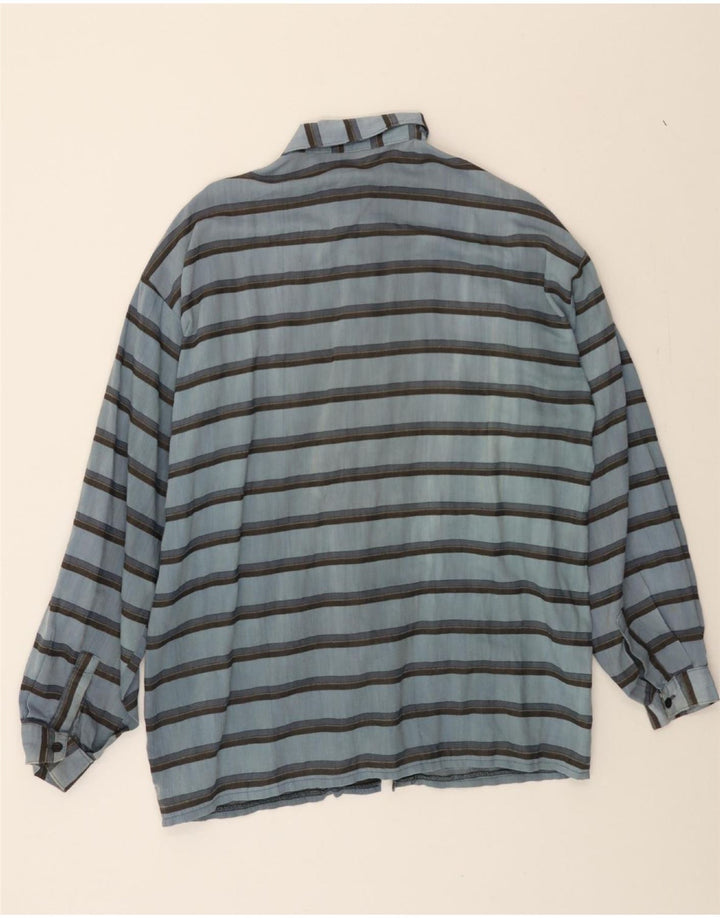 VINTAGE Mens Shirt Medium Blue Striped Cotton Vintage Vintage and Second-Hand Vintage from Messina Hembry 