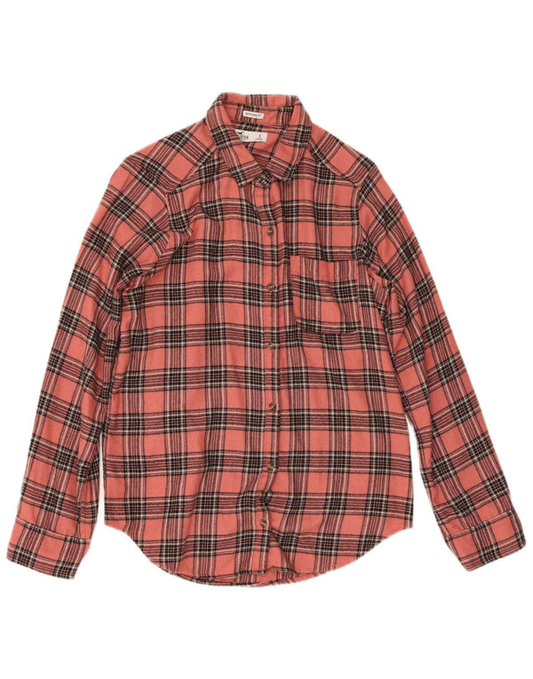 Hollister ženska flanelska košulja za dečka UK 10 malih ružičastih kariranih viskoza