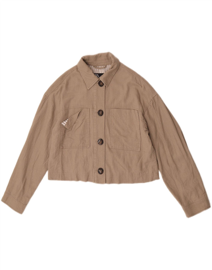 Prevelika ženska Zara bomber jakna UK 10 Small Beige Linen