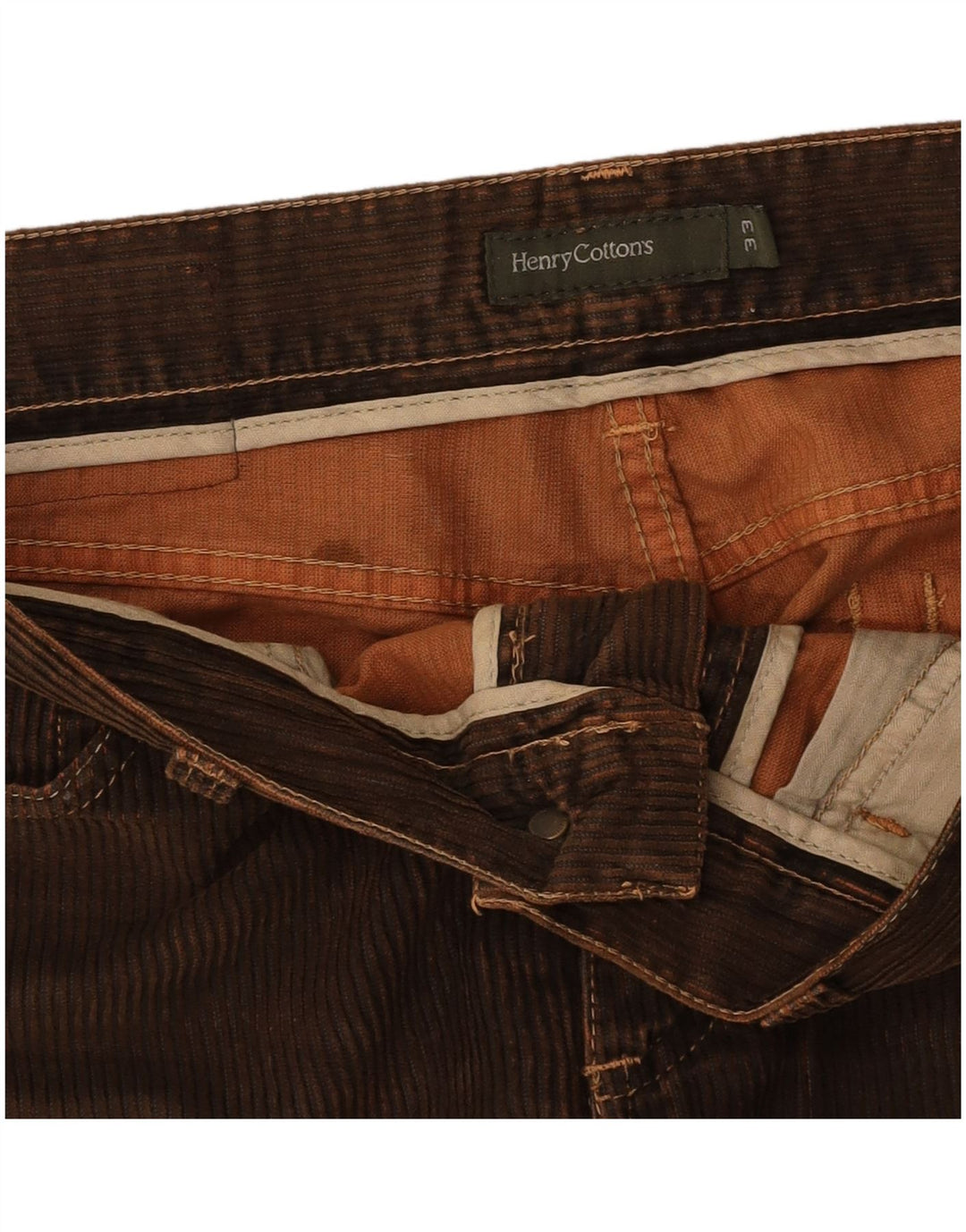 HENRY COTTONS Muške ravne hlače od samta W33 L30 Smeđe
