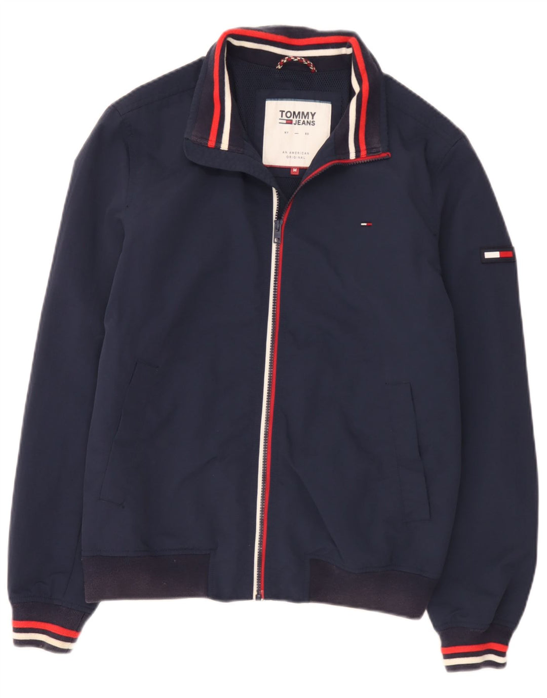 Tommy Hilfiger muška bomber jakna UK 38 Medium tamnoplavi prugasti poliamid