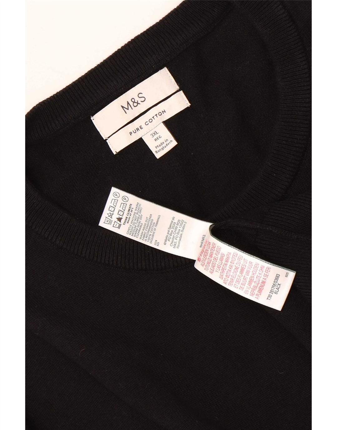 Marks & Spencer muški pulover s okruglim izrezom 3XL crni pamuk