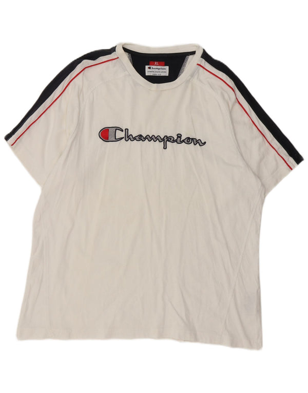 Champion Top XL muške grafičke majice od bijelog pamuka u blokovima boja